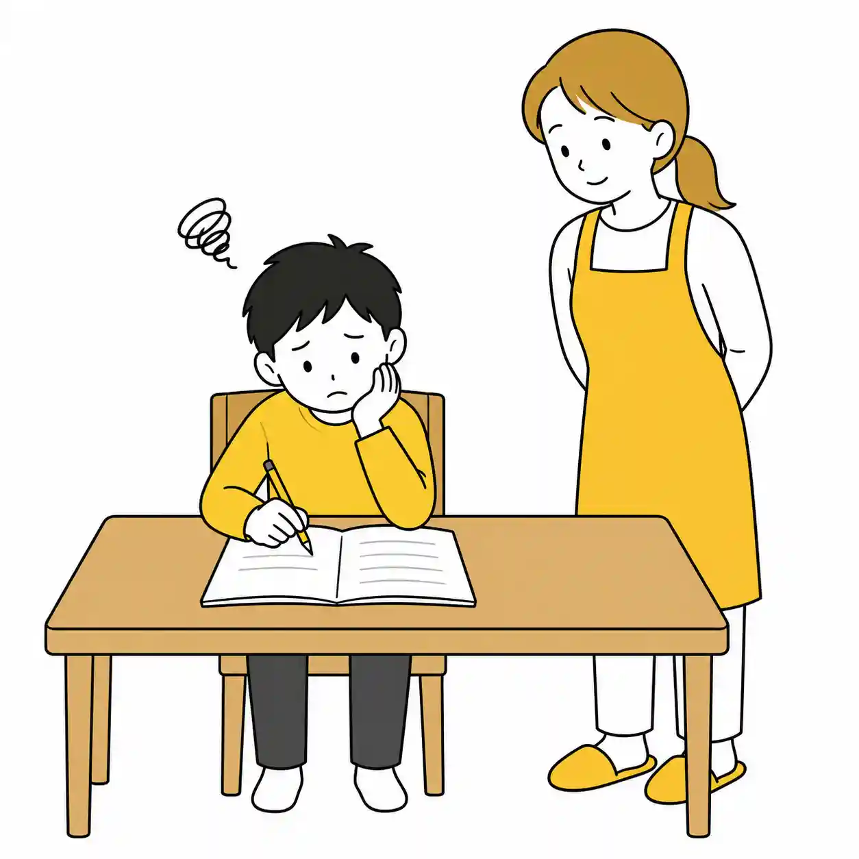 書けなくて困っている男子