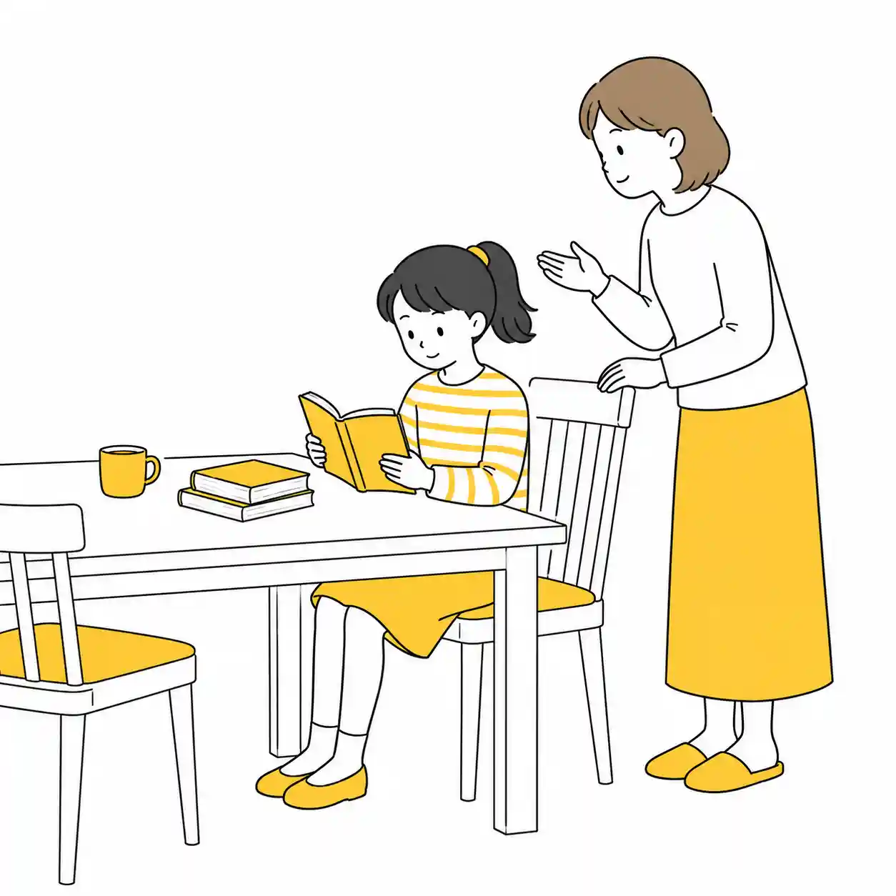 子供に声かけする母親