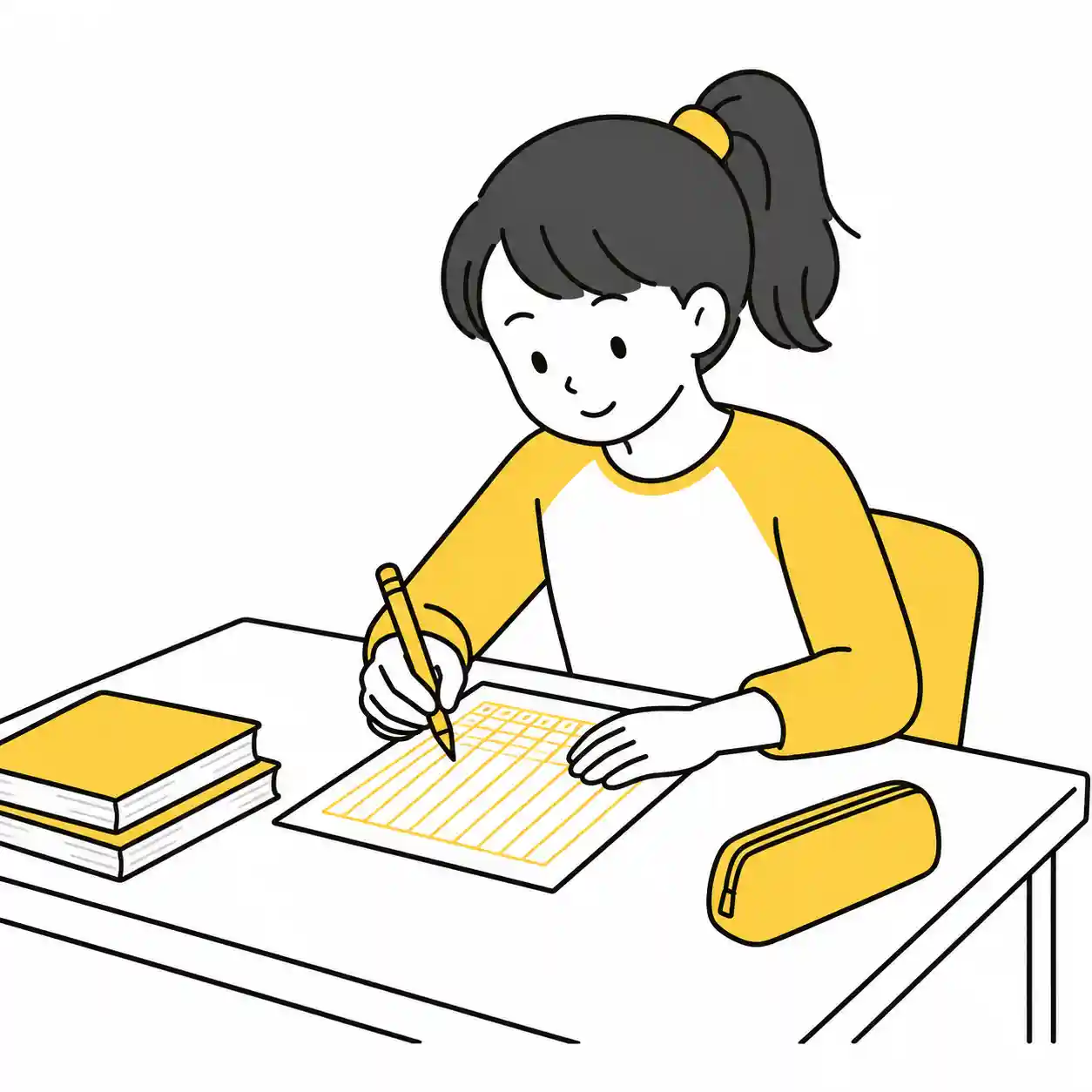 感想文を書いている女子