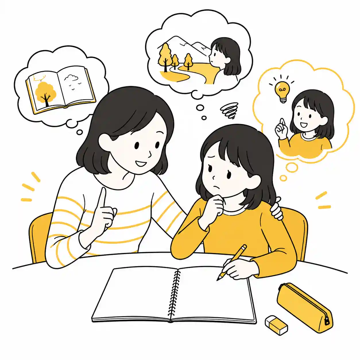 発想を広げる手伝いをする母親