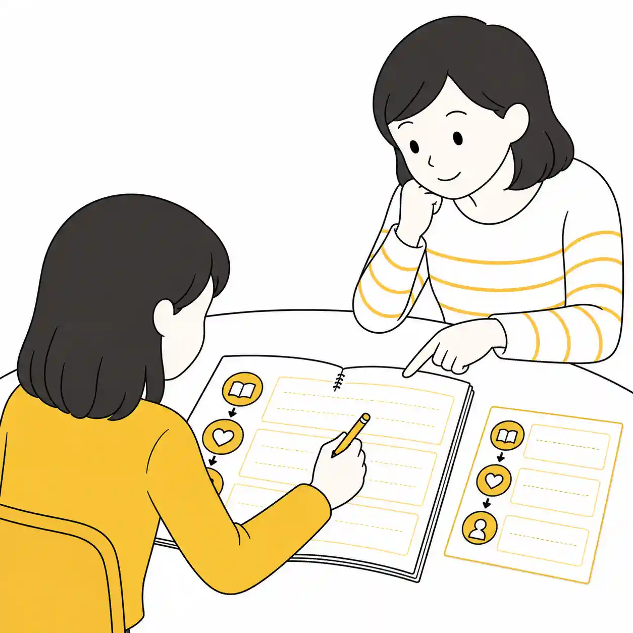 構成を考えている親子