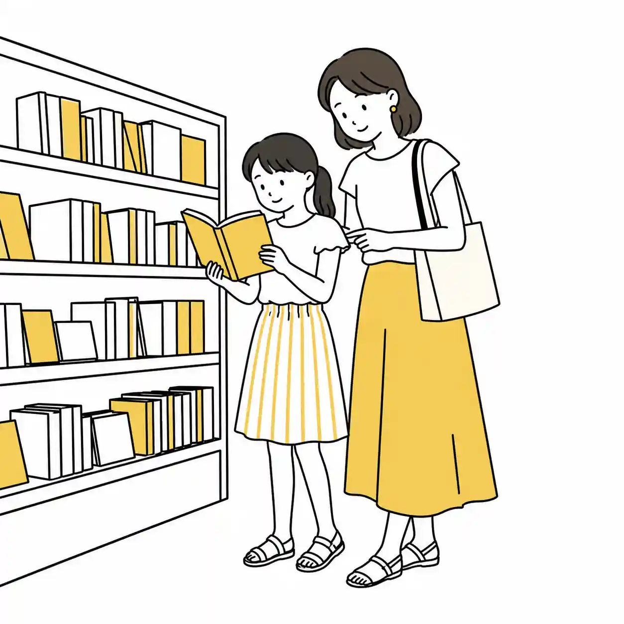 書店で本を選ぶ母娘