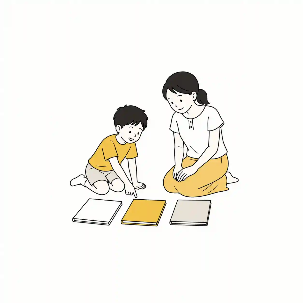絵本を選ぶ親子