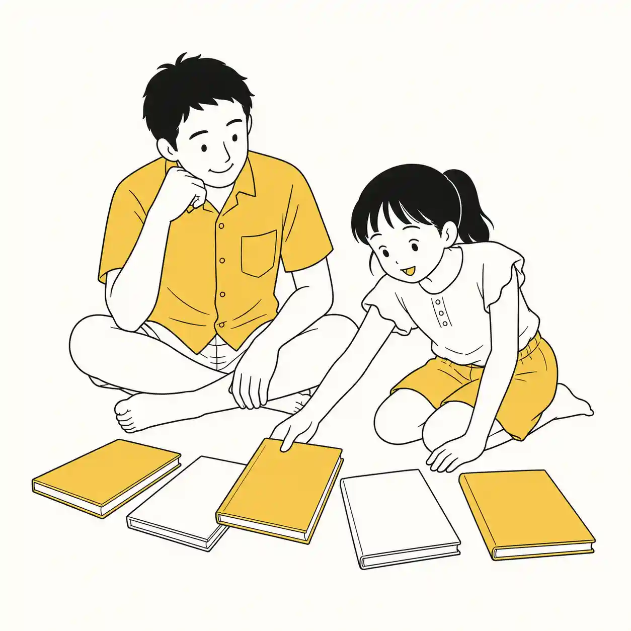 本を選ぶ親子