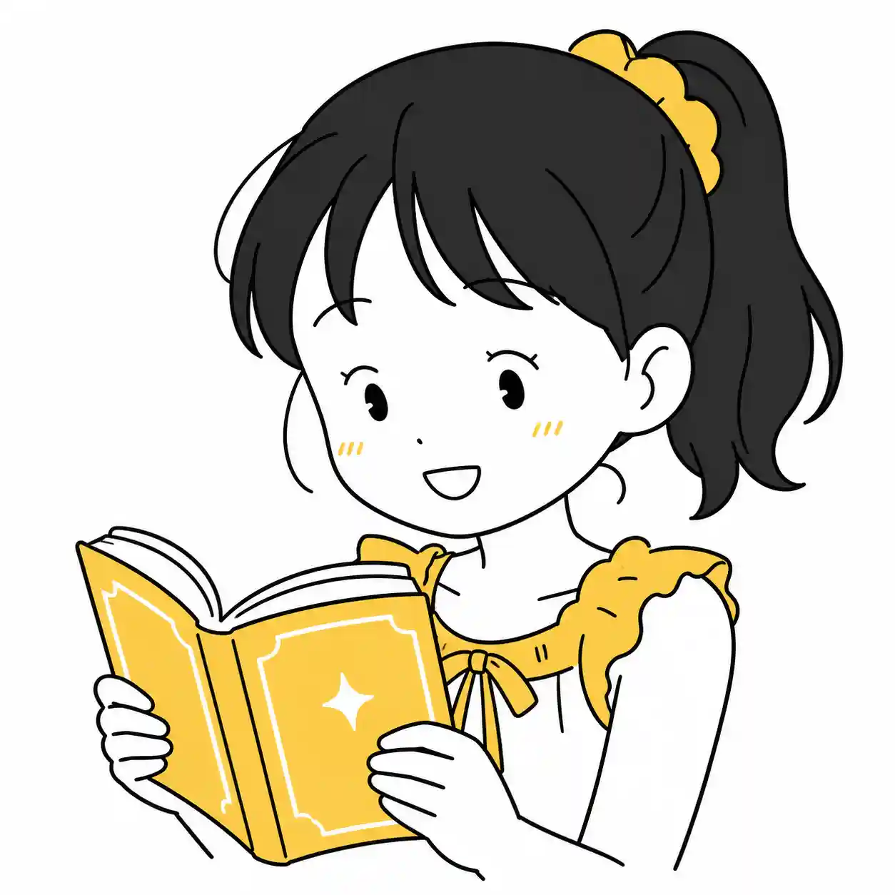 熱心に本を読んでいる少女