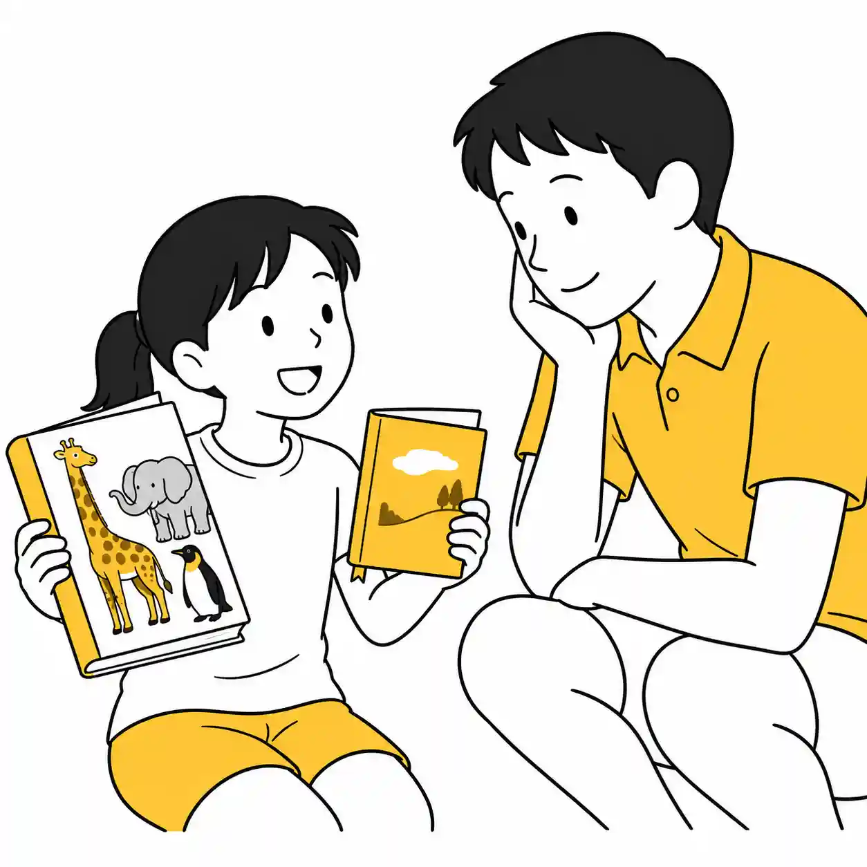 図鑑と小説を比べる女子