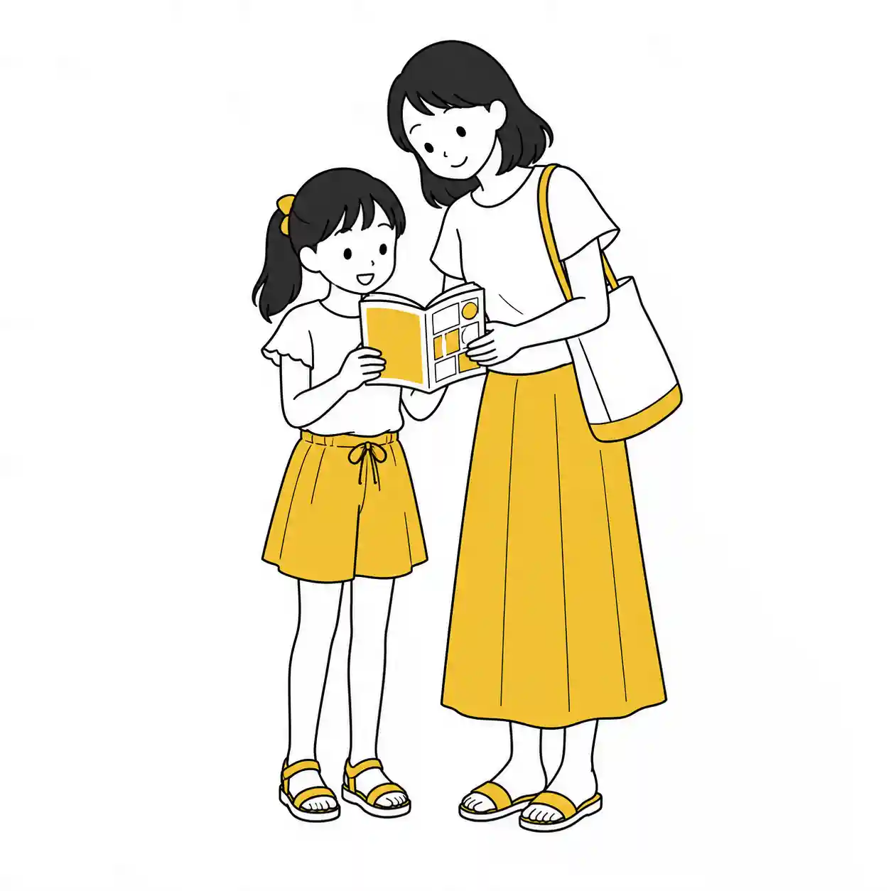 母親とまんがを選ぶ女子