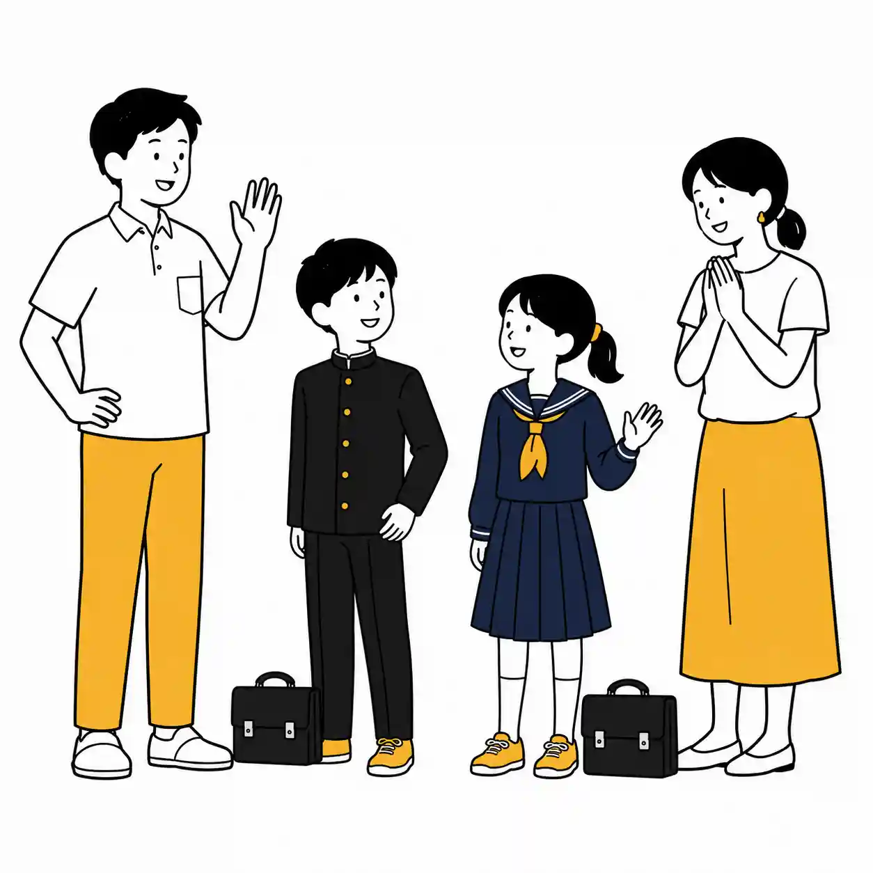 中学校を楽しみにしている家族