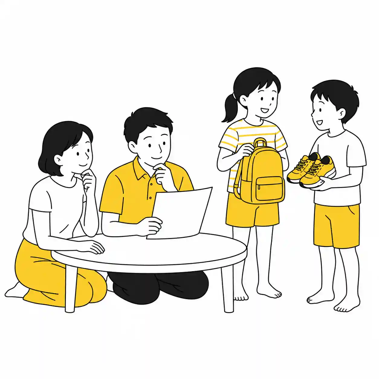 費用をチェックしている家族