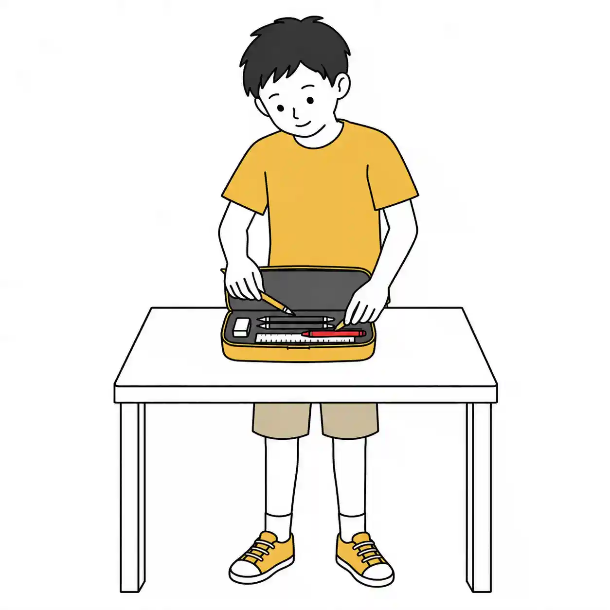 自分で文具を揃えている男子