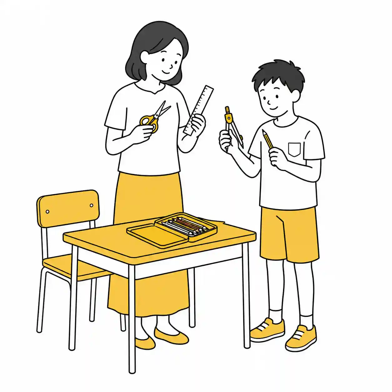 まだ使える文具を選んでいる