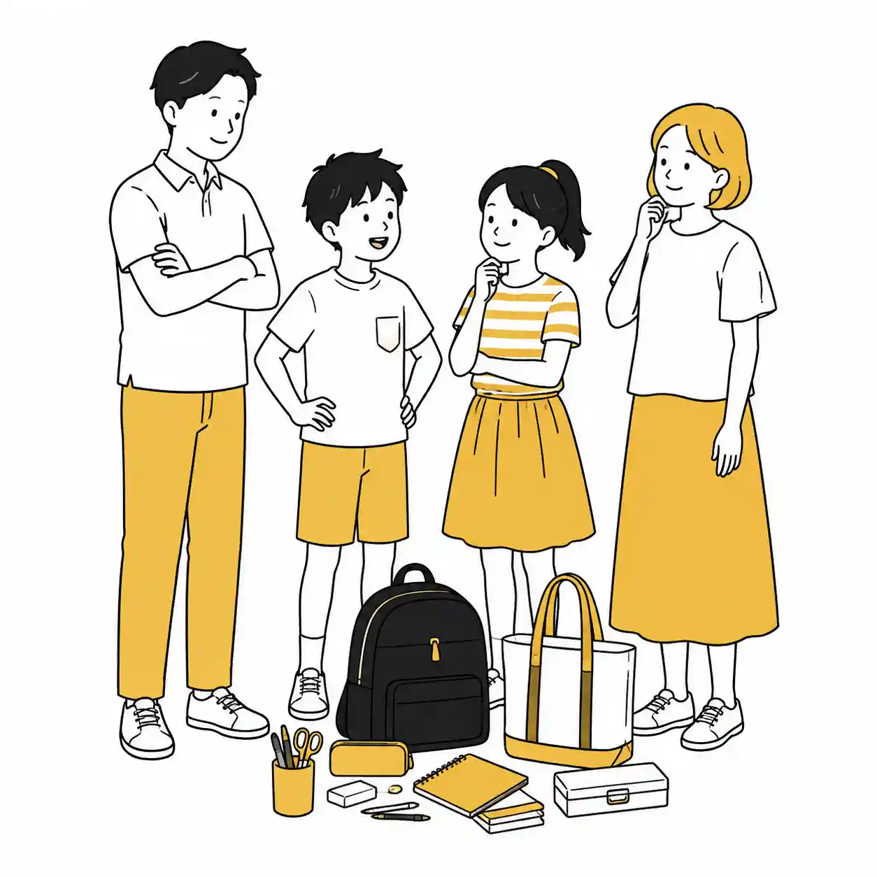 うまく文房具を揃えられた家族