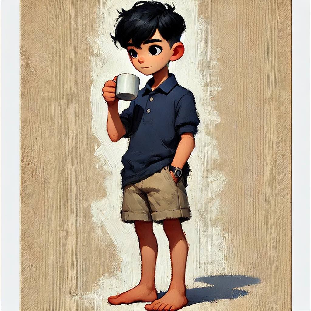 カフェインを取る中学生男子
