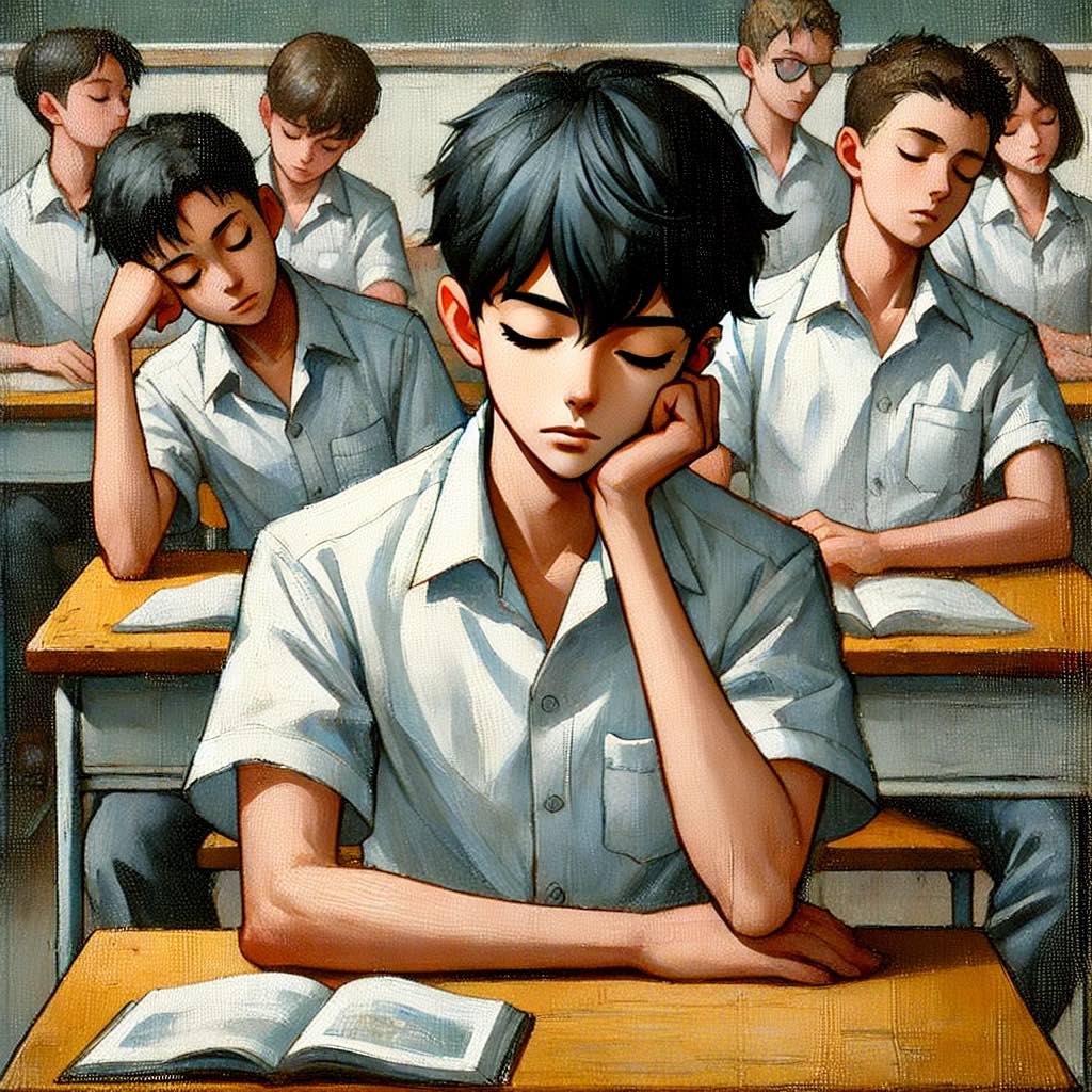 授業中　みんな眠い