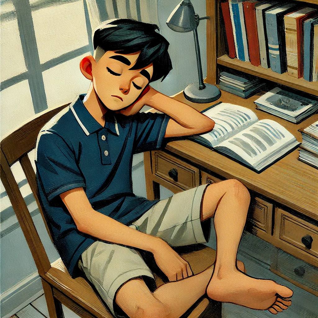 集中すると眠くなる中学生男子