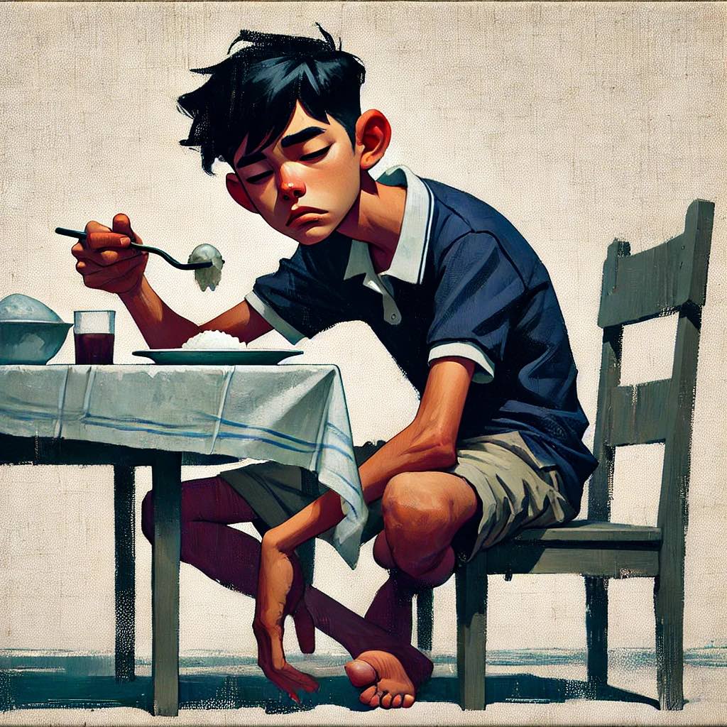 食事中眠くなる中学生男子