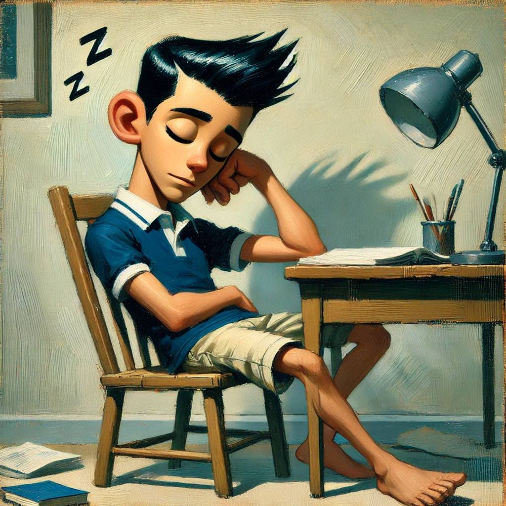 集中すると眠くなる中学生男子