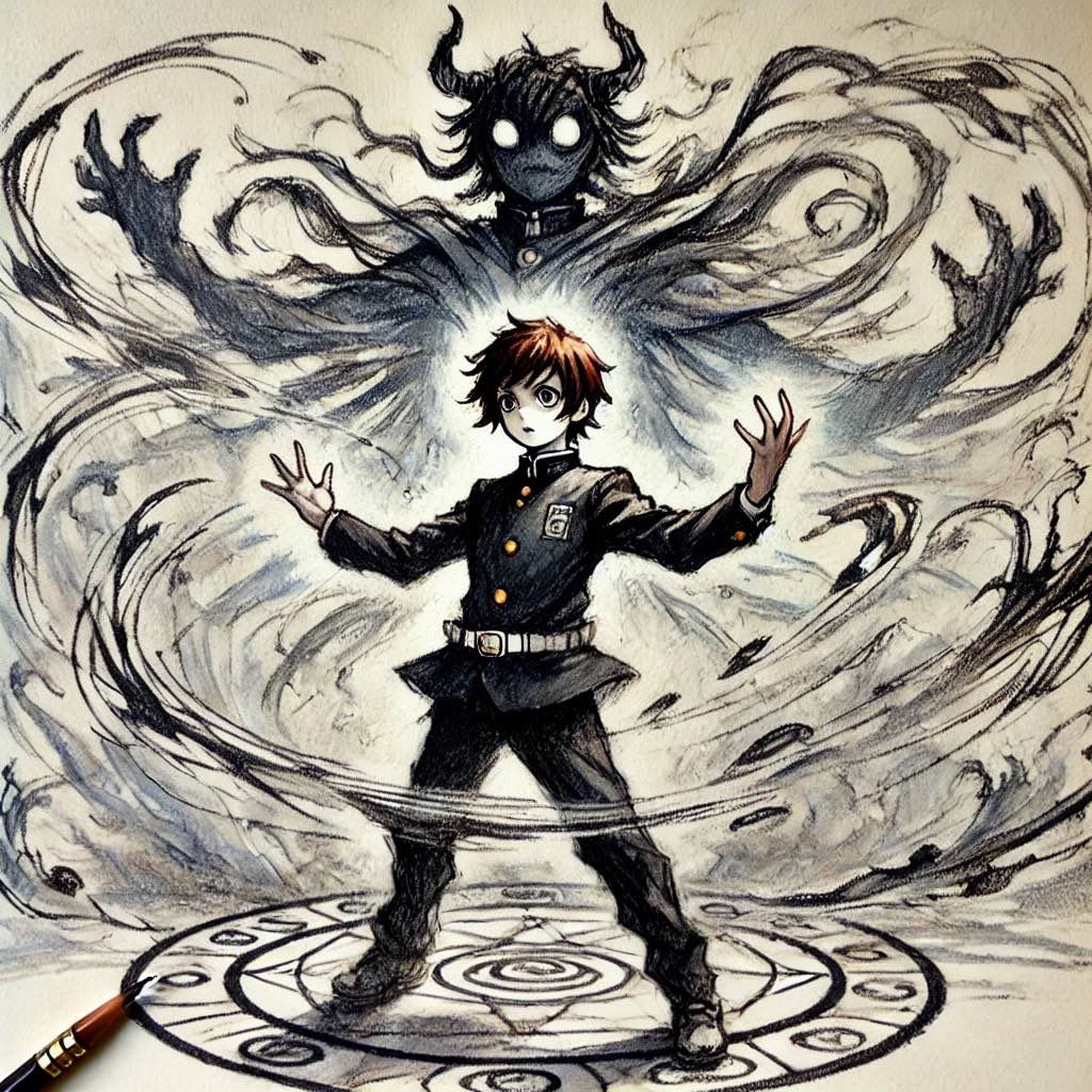 悪魔を召喚している中学生男子
