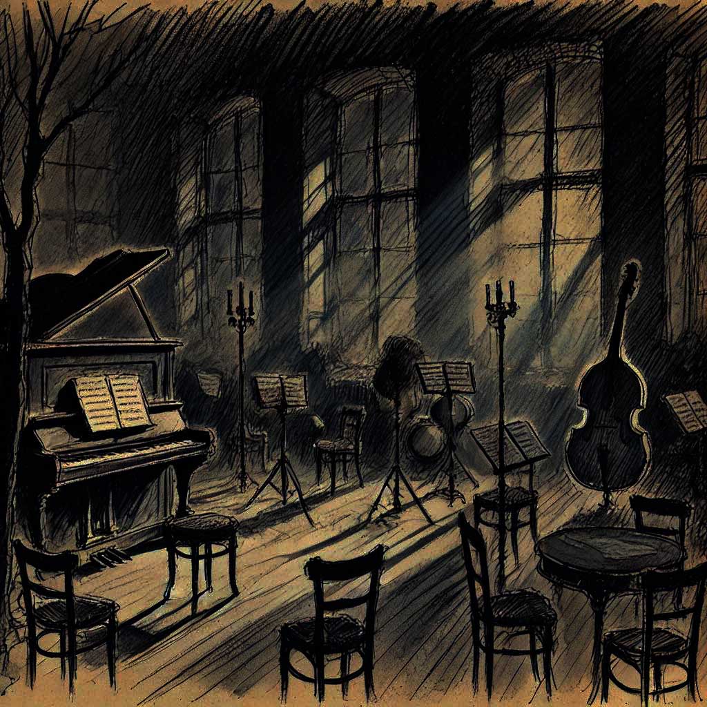 真夜中の音楽室のイラスト