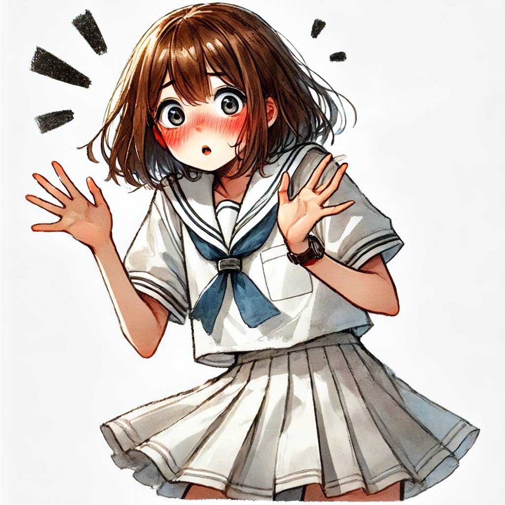 失敗して焦っている女子中学生