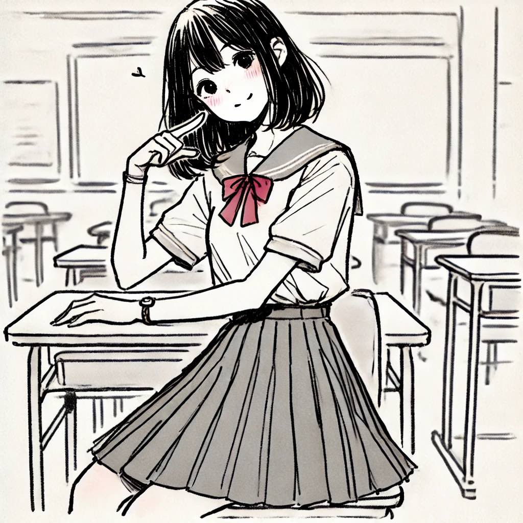 惚ける中学生女子 