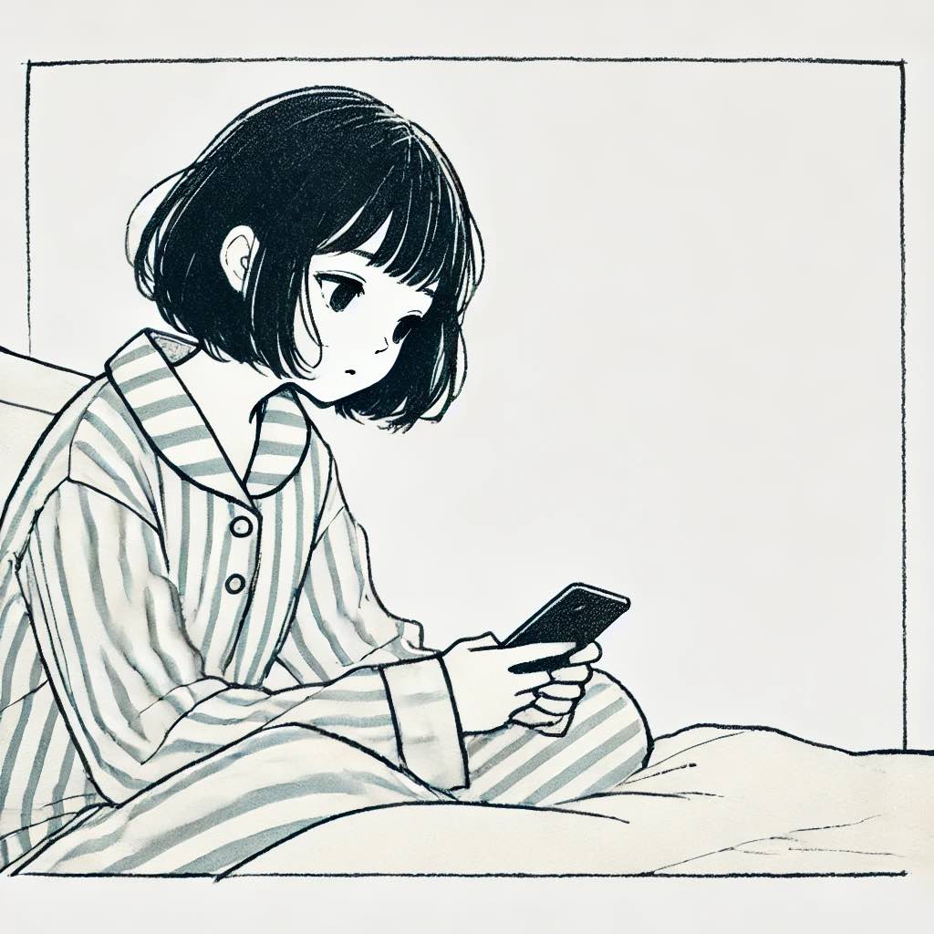 夜更かししている中学生女子