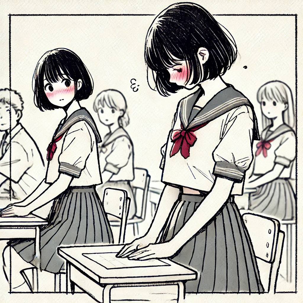 お腹が鳴ってしまい恥ずかしい中学生女子