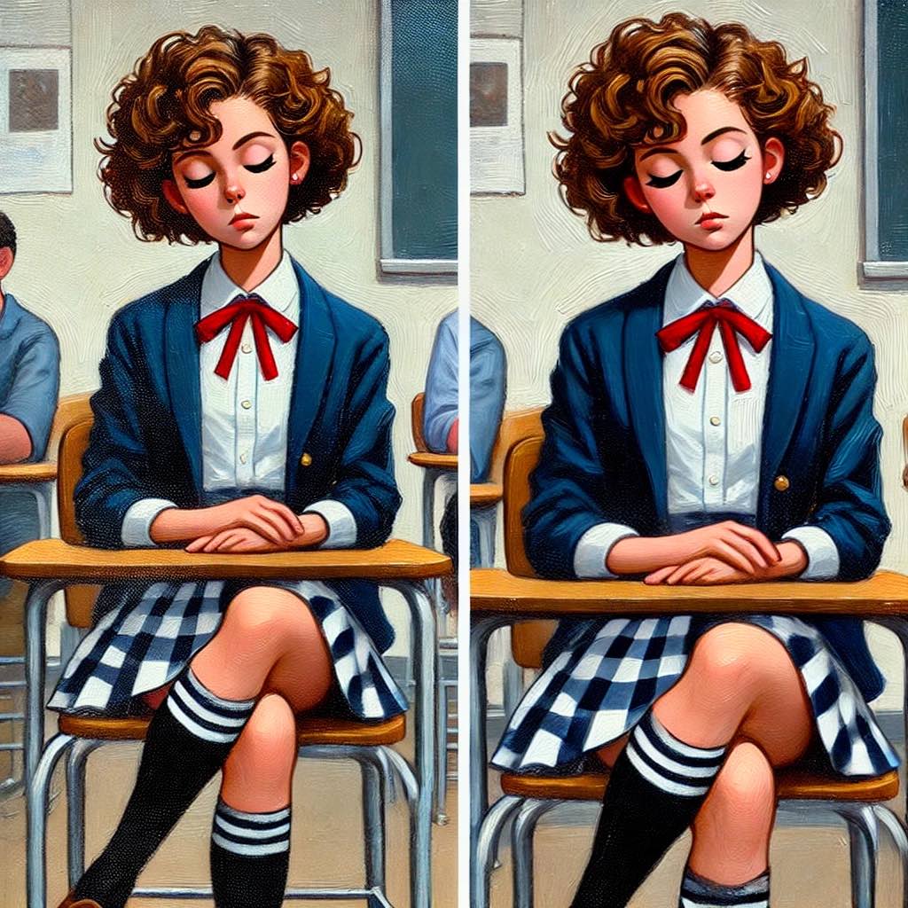 授業中寝ている少女