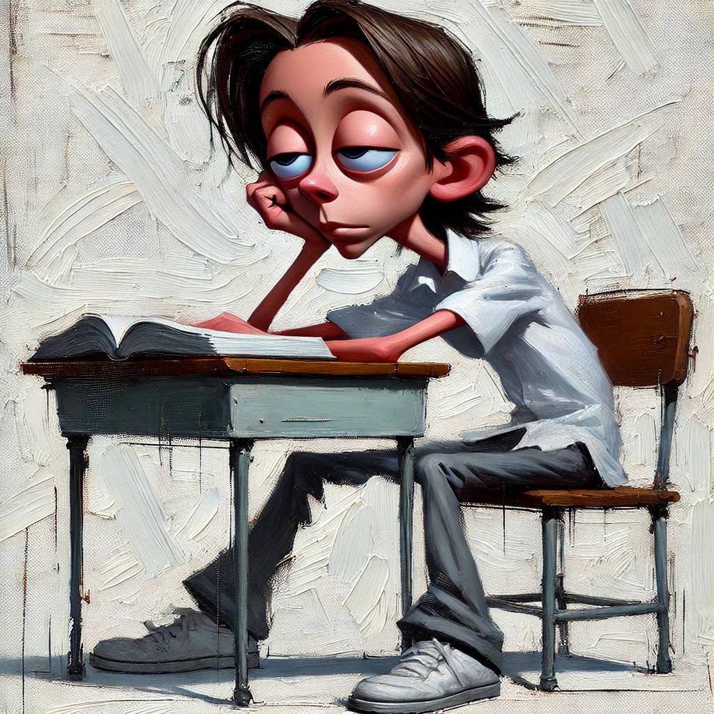 授業中眠くて仕方ない中学生