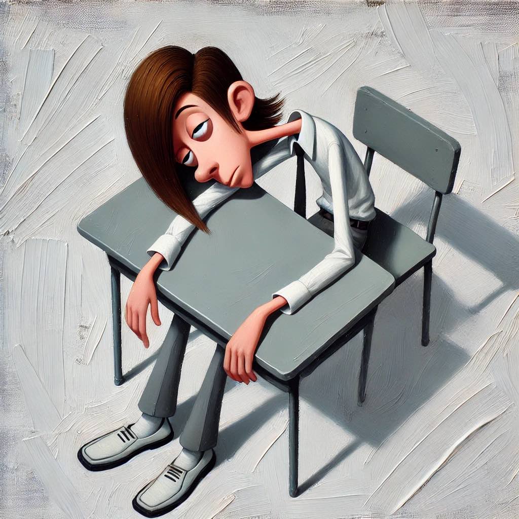 授業中眠くて仕方ない中学生