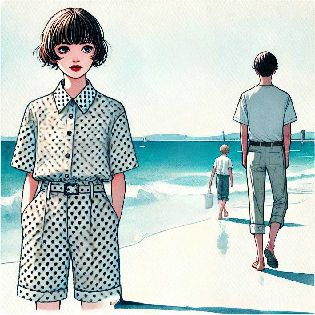 男の子の背中を見ている少女