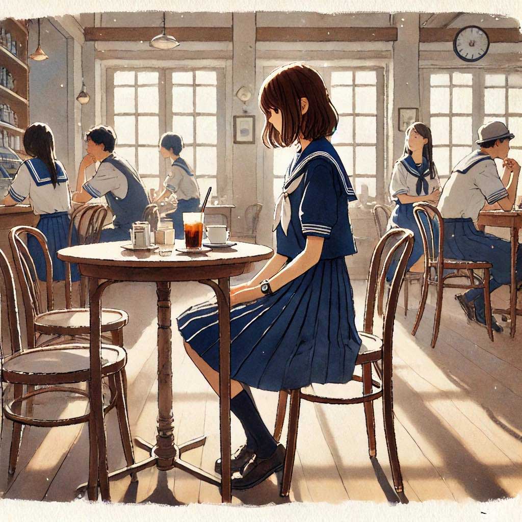 カフェで相談している女の子