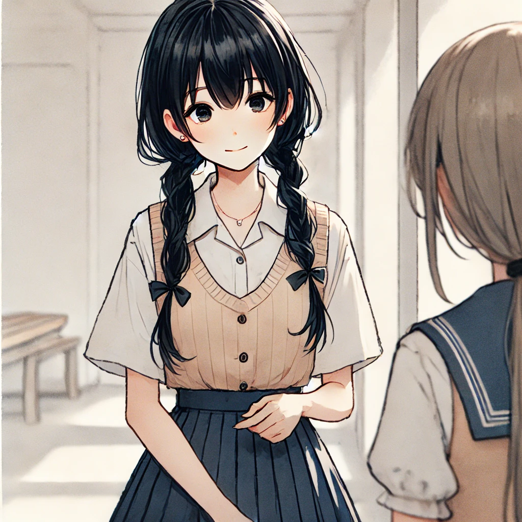 友達と話している中学生女性