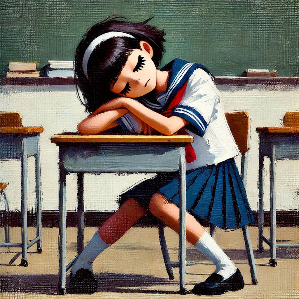 熟睡してしまった女生徒