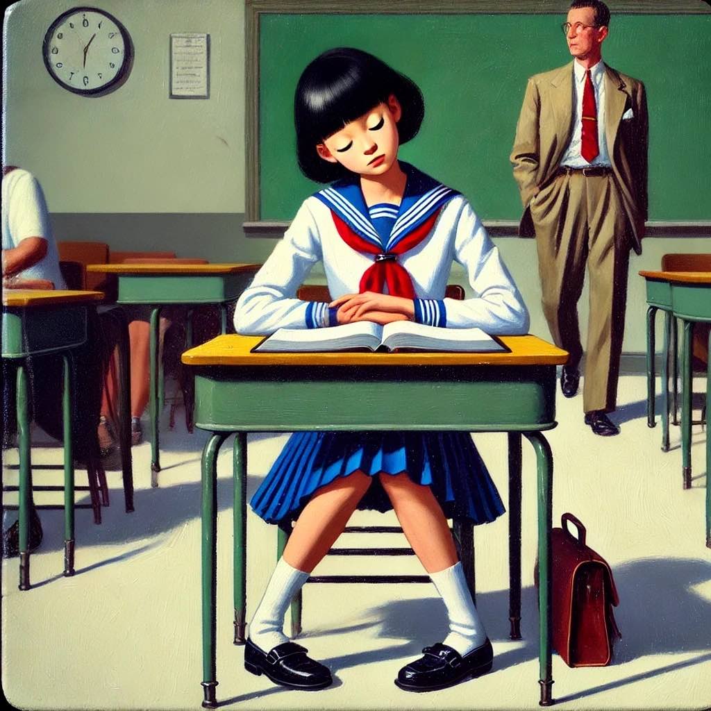 先生の話が面白くないので寝てしまった女生徒