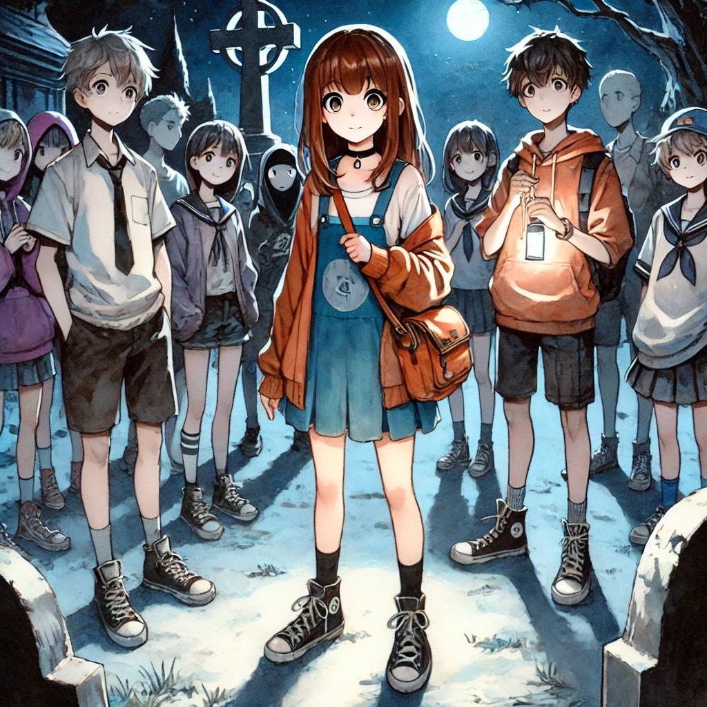 肝試しに行こうとしている中学生たち