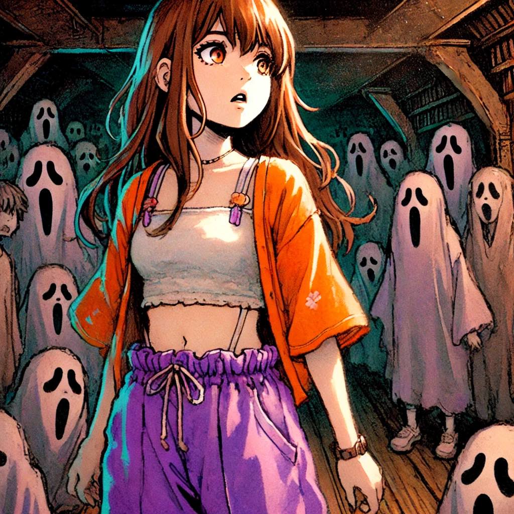 ビビりながら歩く女性