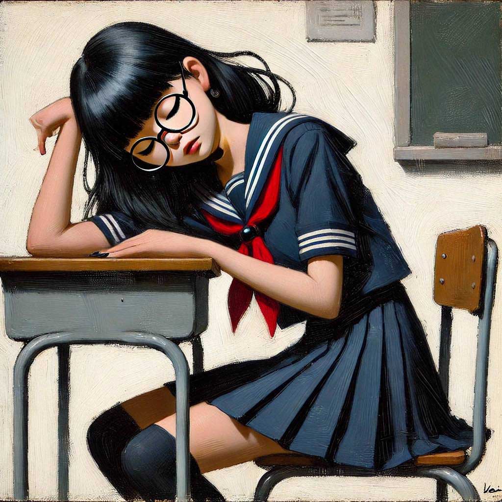 授業中寝ている女子