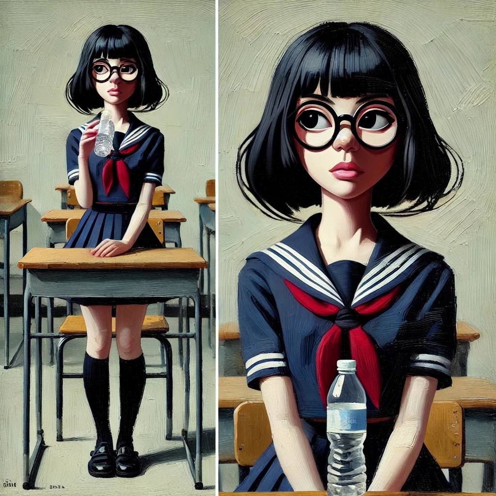 水を飲む女の子