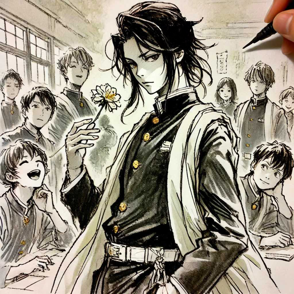 キザなセリフで笑いをとる中学生男子