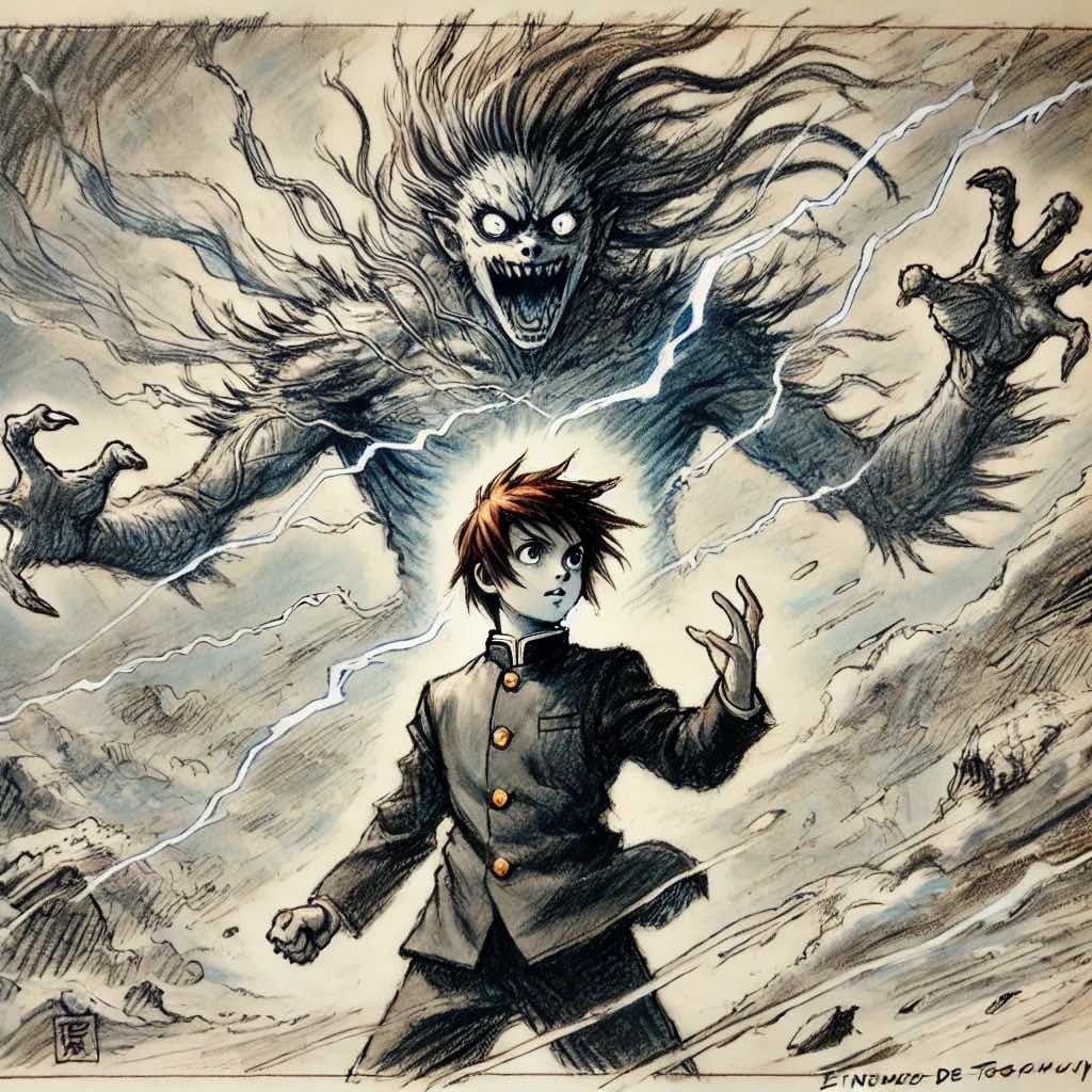 悪魔を召喚している中学生男子
