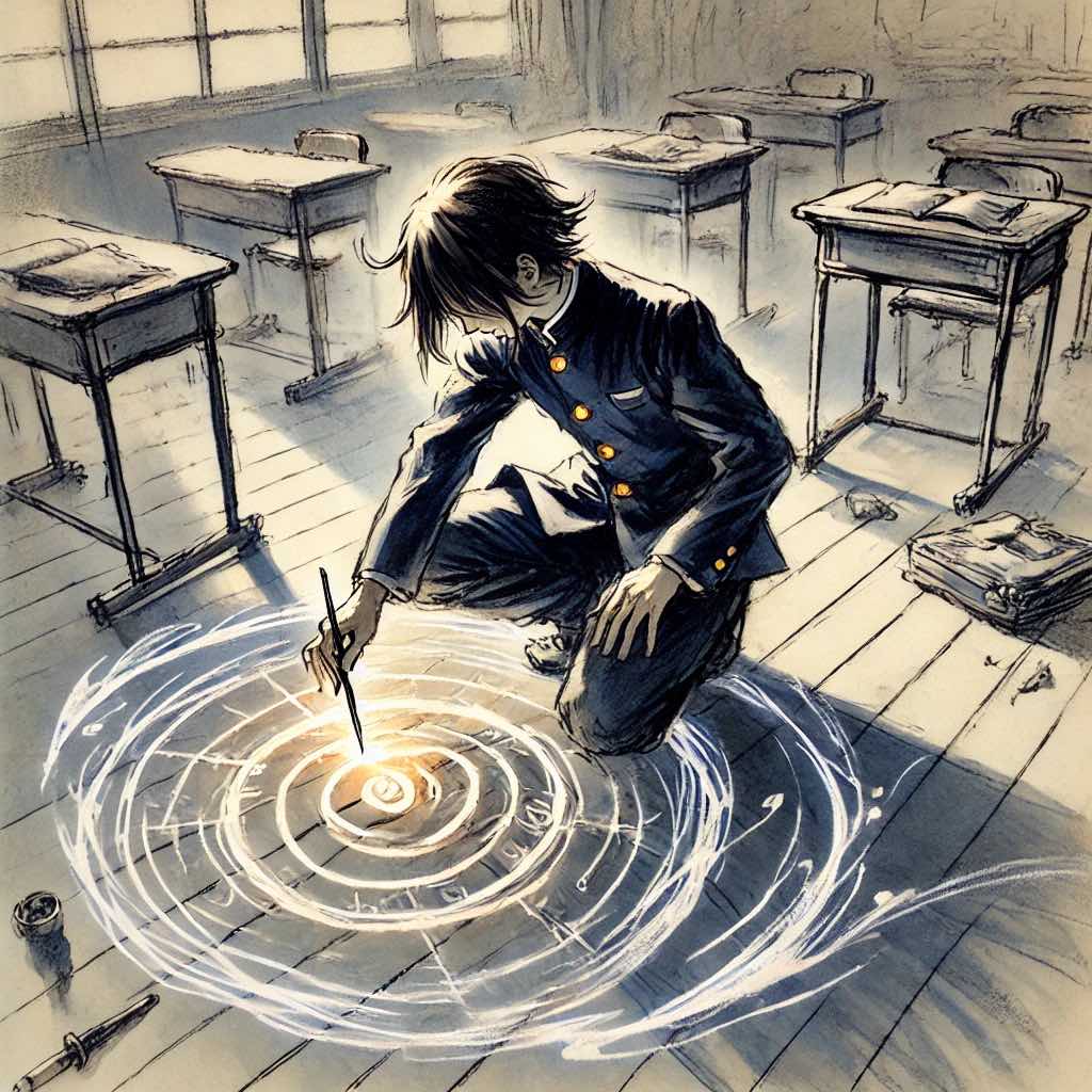 思わず魔法陣を描いてしまう中二病男子