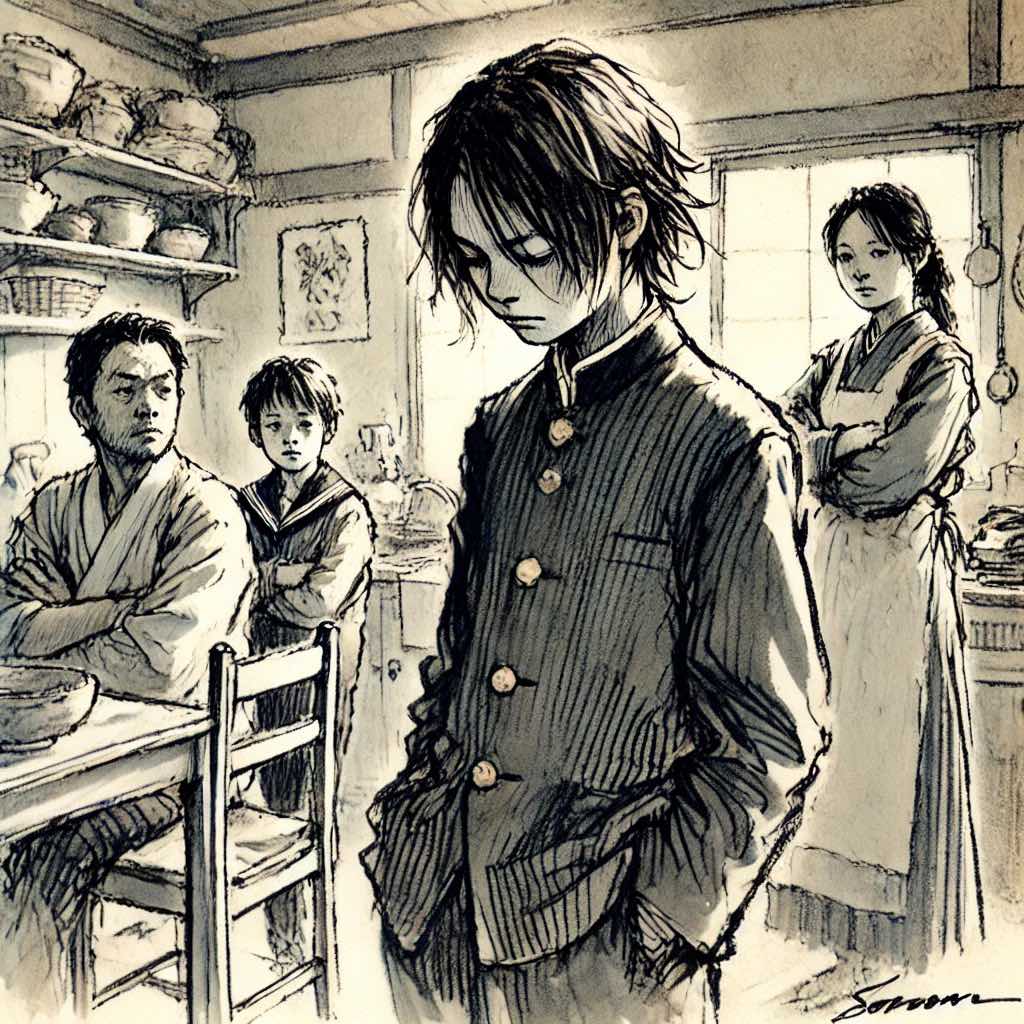 家族に冷たい目で見られる中二病男子