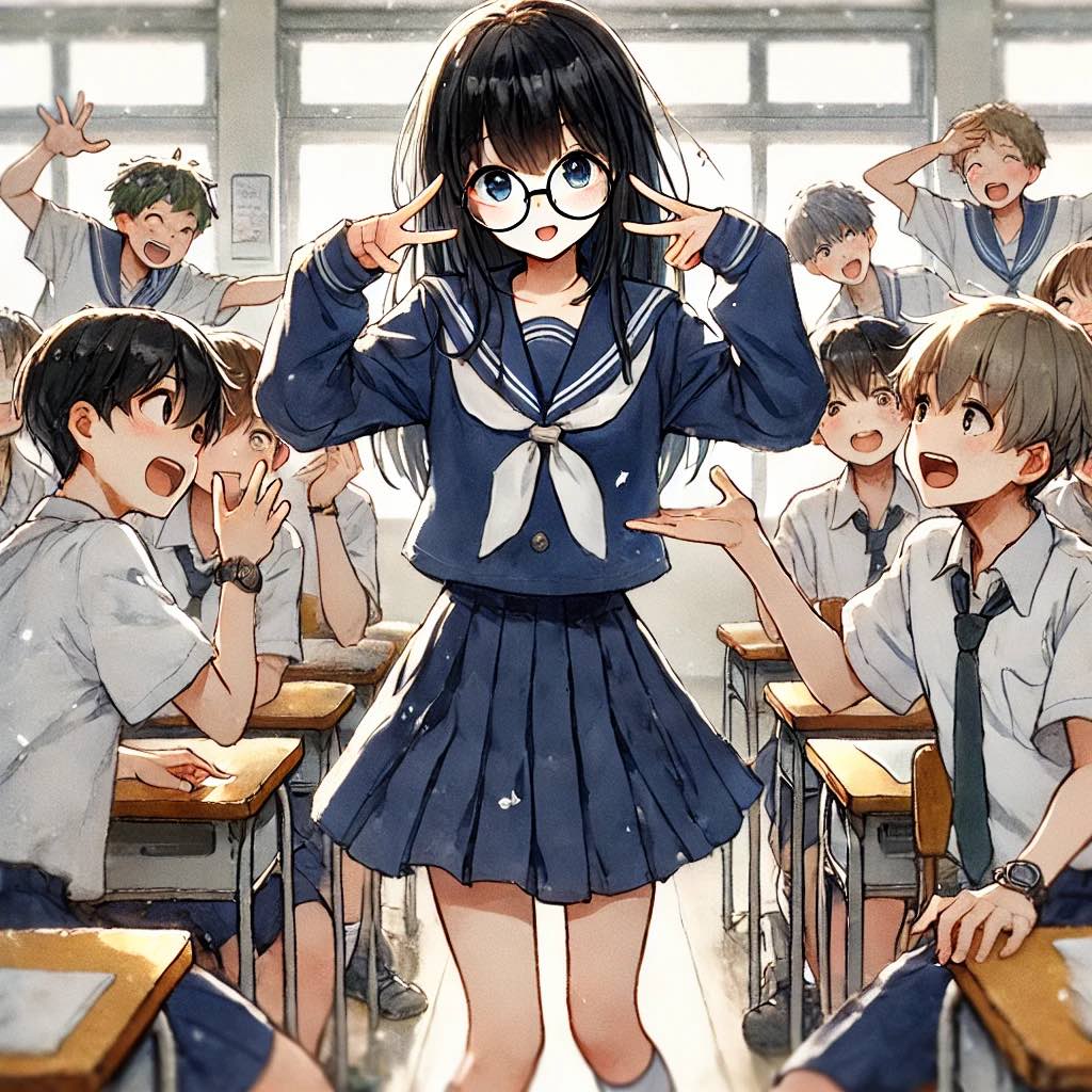 雑談上手で人気者の中学生のイラスト
