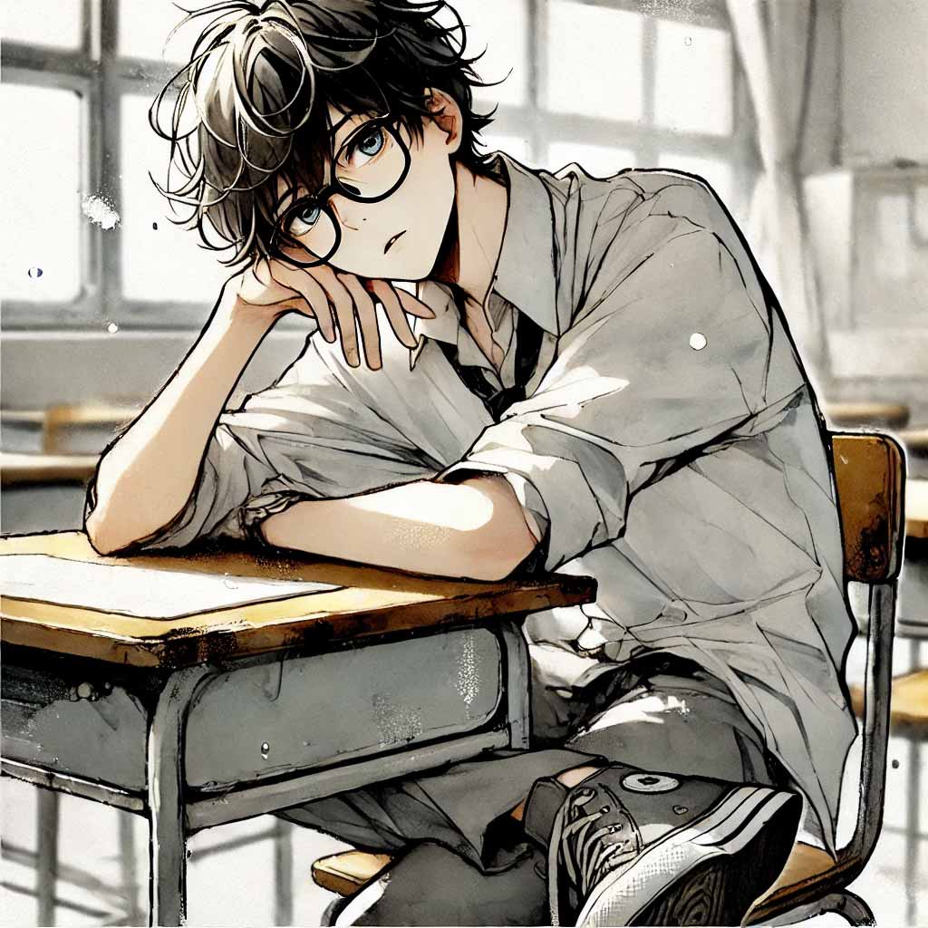 悩んでいる中学生男子