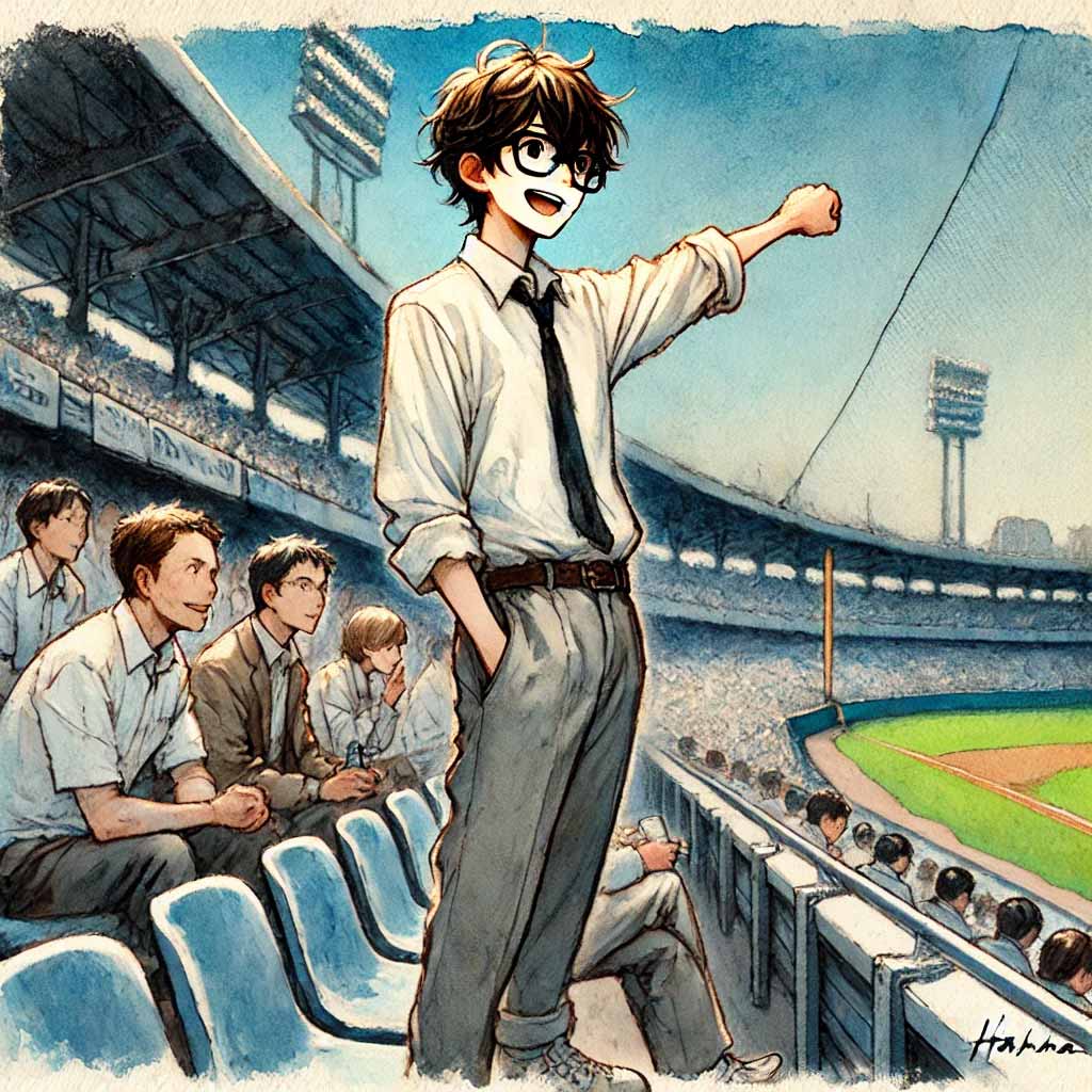 しっかり試合を見に来た中学生男子