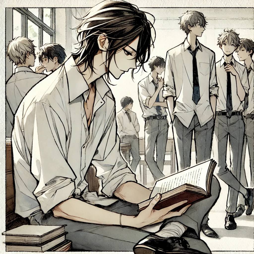 本を読む孤高の中学生男子