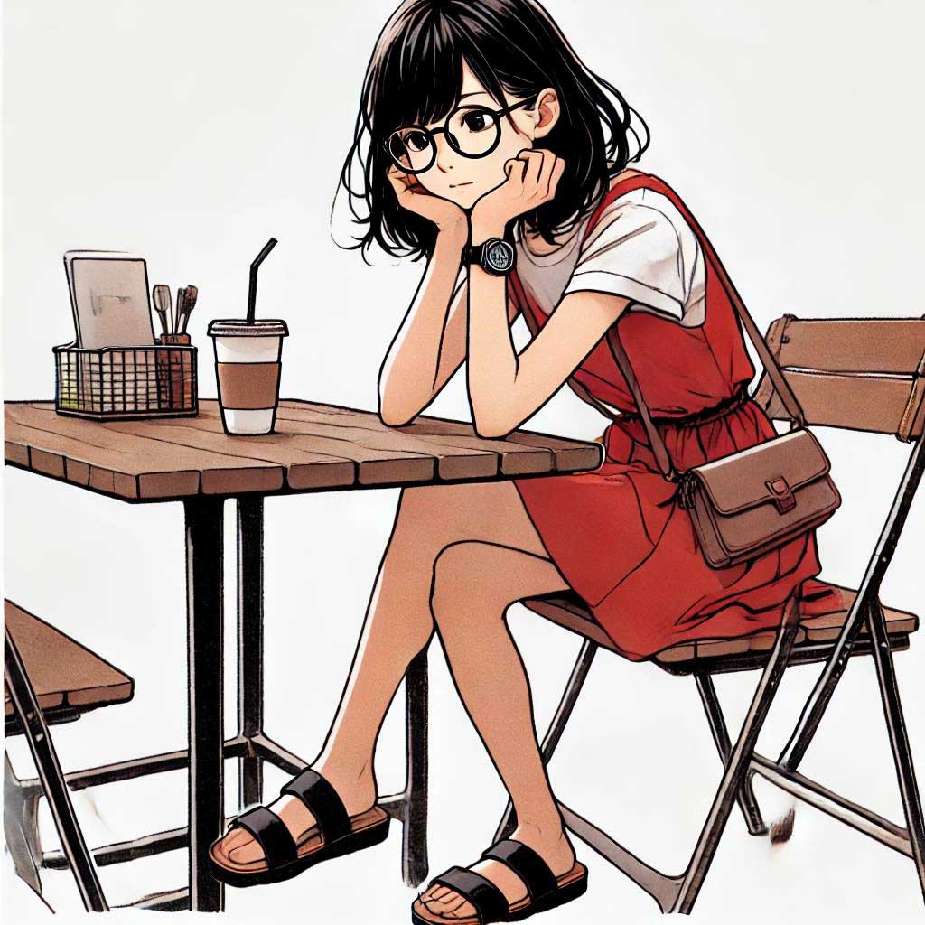カフェでたそがれる中学生女子