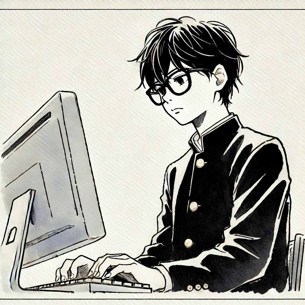 生徒会会計の中学生男子