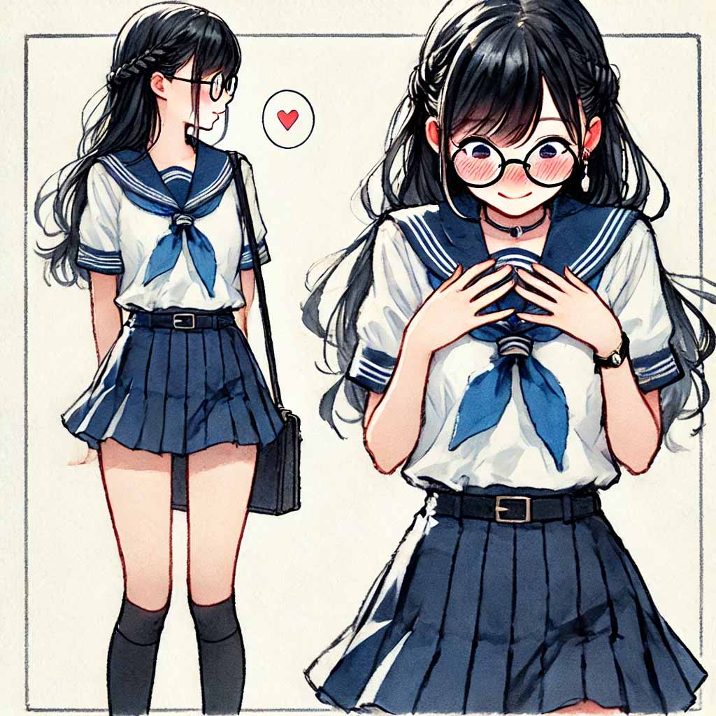緊張している女子中学生